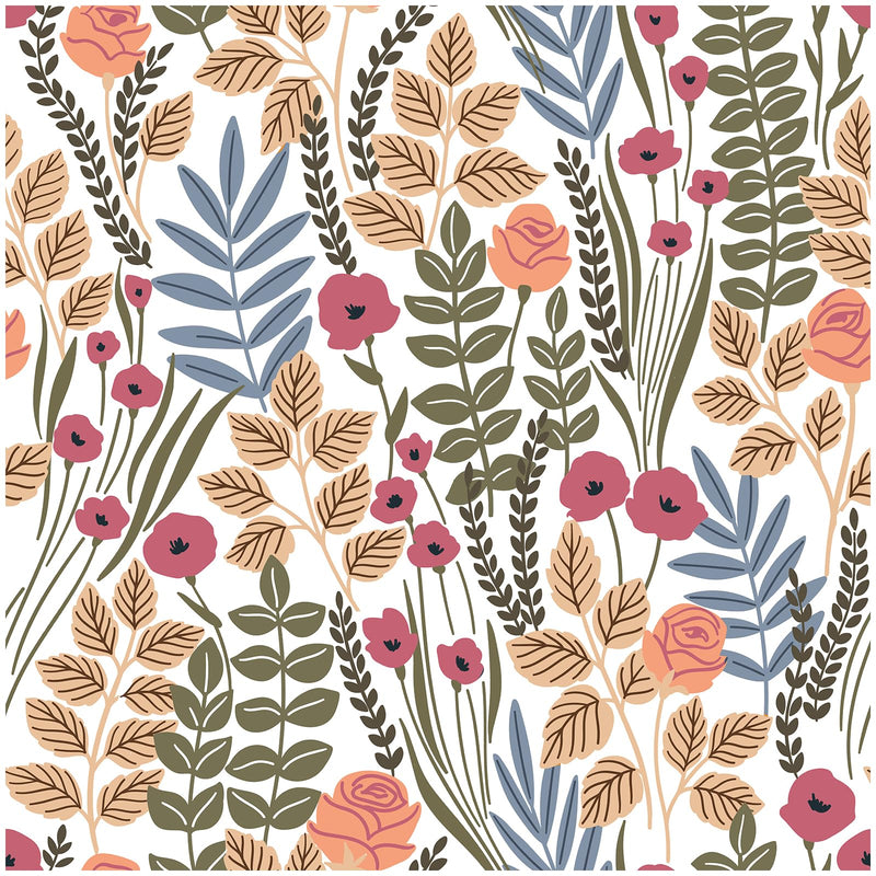 [Australia - AusPower] - HAOKHOME 93385-3 Peel and Stick Wallpaper Floral Removable Stick on Contact Paper for Bathroom Decor White/Pink/Brown 17.7in x 9.8ft 