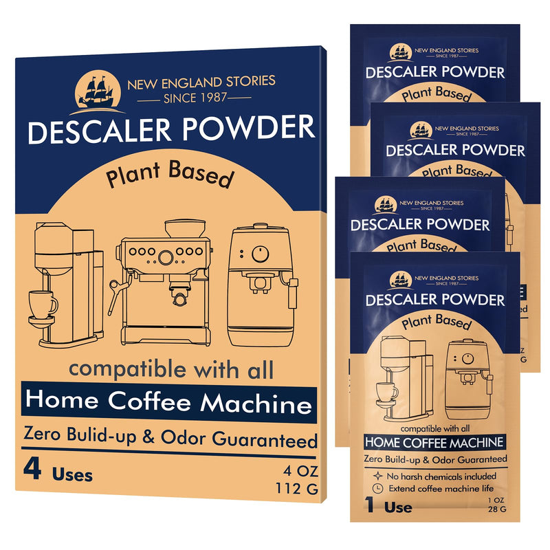 [Australia - AusPower] - Descaling Powder Solution (4 Uses) Removes Scale and Build-Up, Automatic Coffee Pots & Makers & Espresso Machines Descaler, Compatible with Keurig Breville Nespresso Delonghi Ninja 