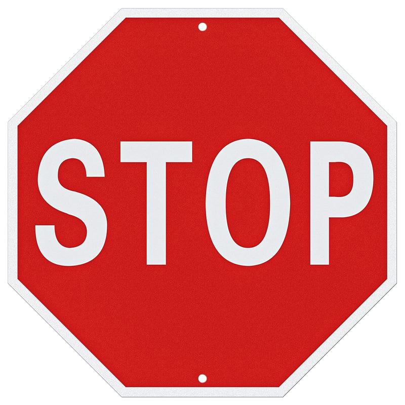 [Australia - AusPower] - Stop Signs, 12 x 12 Inches Rust-Free Aluminum, Street Slow Warning Reflective, Weather Resistant - Easy to Install 