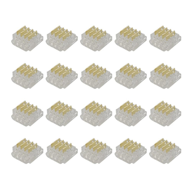 [Australia - AusPower] - Biantie La RGB LED Strip Light Connectors - 4-Pin 8mm Solderless Clips for SMD 5050 Strip-to-Wire Joints (Pack of 20) 