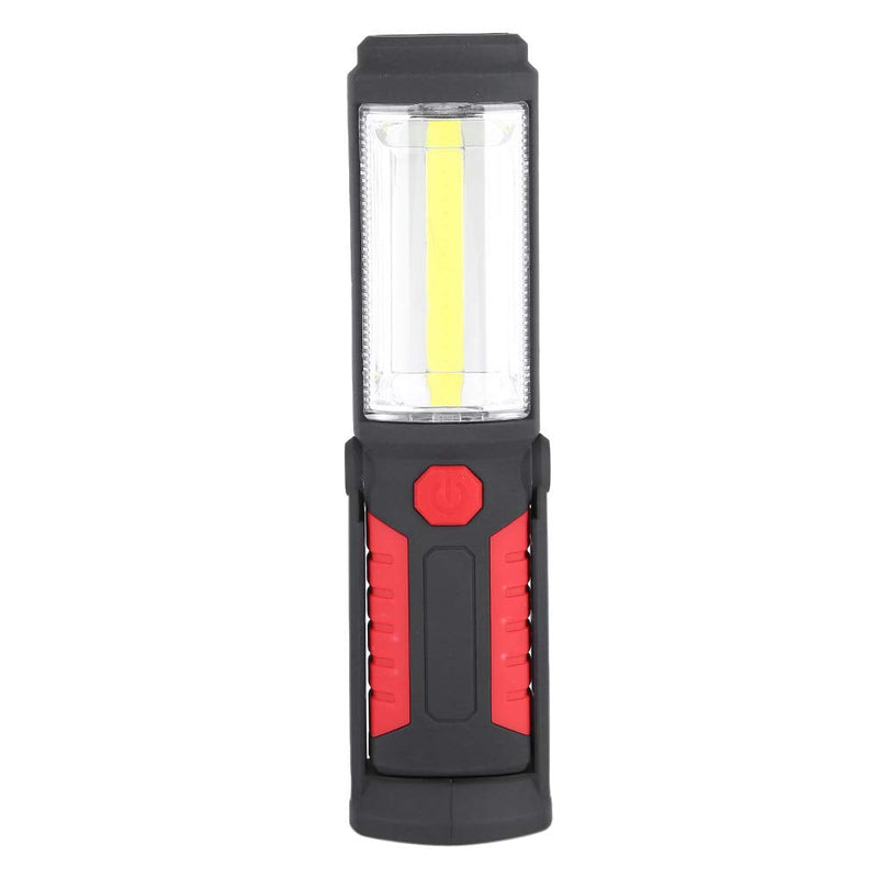 [Australia - AusPower] - Bagima 3W Rechargeable COB LED Flashlight Camping Emergency Work Light with Magnetic Stand Camping Emergency Work Light Lamp with Magnetic Support Stand and Swivel Hook (Red) Red 