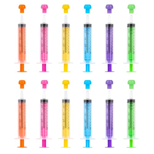 Plastic Syringes, Pack of 12 Disposable Syringes, 10 ml Syringes with Cap, for Feeding Small Animals and Dispensing Liquids