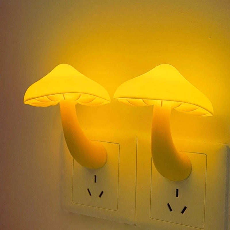 [Australia - AusPower] - HULPPRE Mushroom Night Light Plug in- 2Pack Cute Decor Mushroom Wall Lamp for Kids/Baby/Adults,Auto Sensor Nightlights for Bedroom,Bathroom,Stairs,Hallway (Yellow) Yellow 