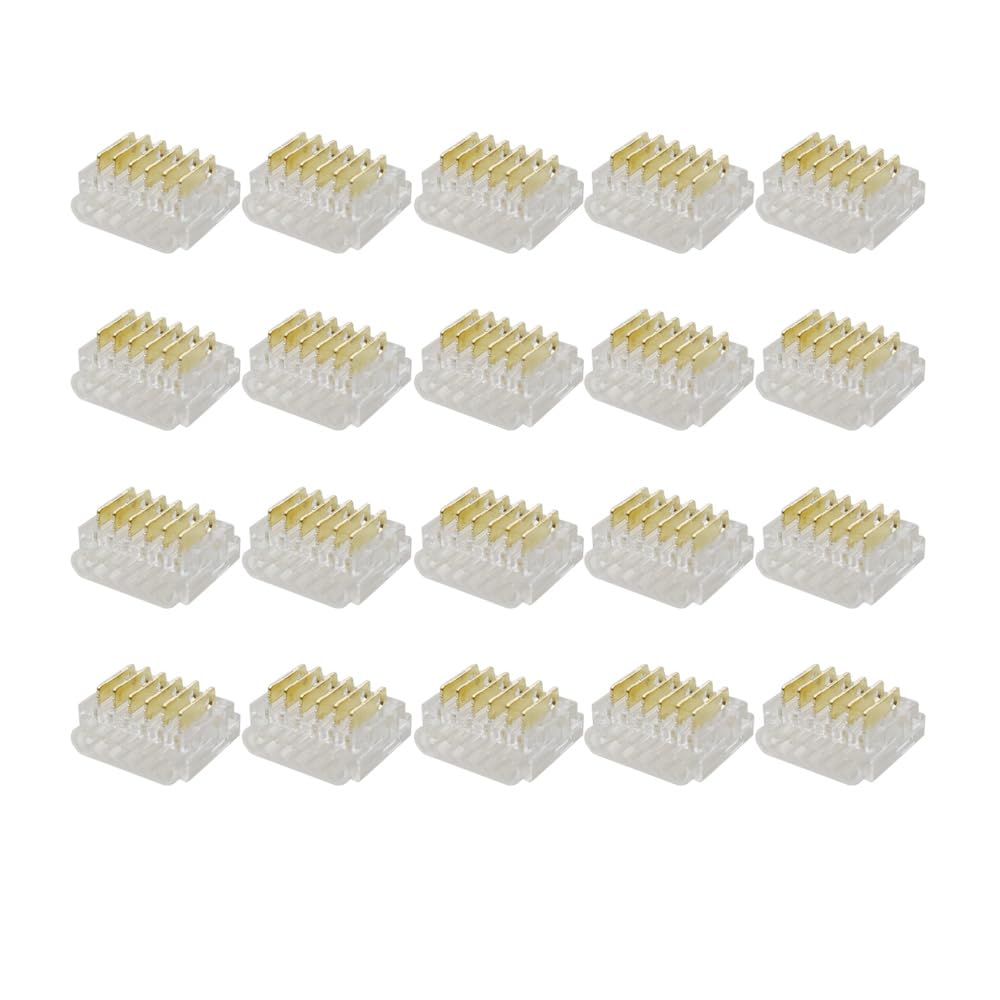 [Australia - AusPower] - Biantie La RGBWW LED Strip Light Connectors - 6-Pin 12mm Solderless Clips for SMD 5050 Strip-to-Wire Joints (Pack of 20) 