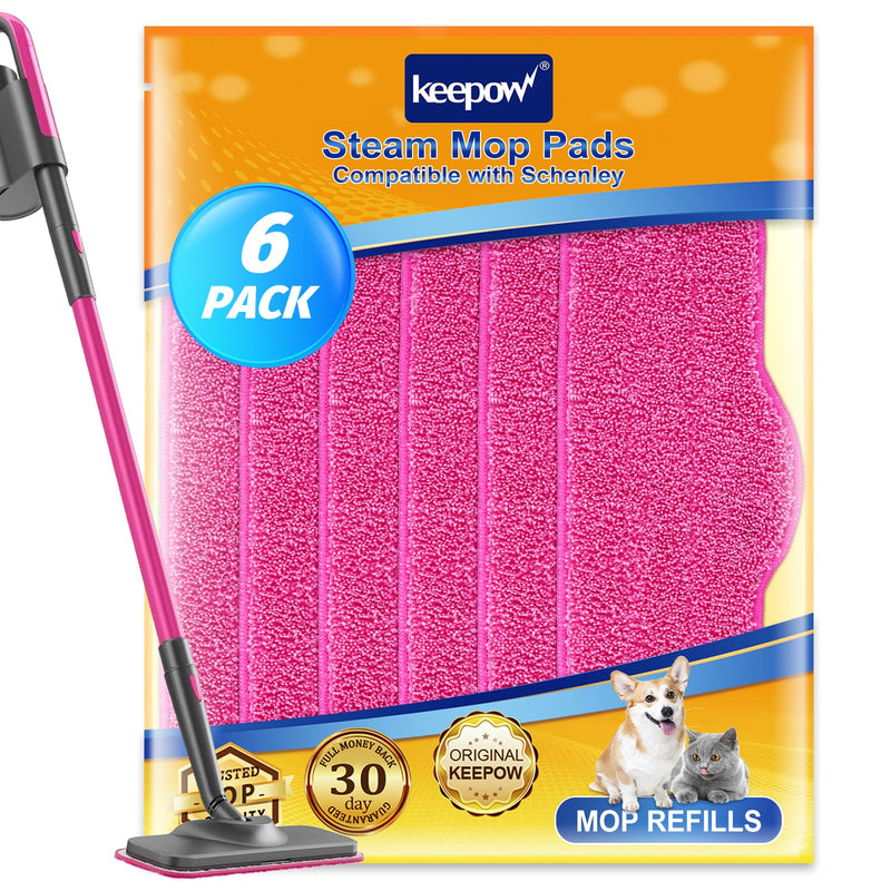 [Australia - AusPower] - KEEPOW Microfiber Steam Mop Pads Compatible with Schenley Steam Mop Cleaner, Washable and Reusable Replacement Mop Pads Accessories ï¼ˆ6 Packï¼‰ 