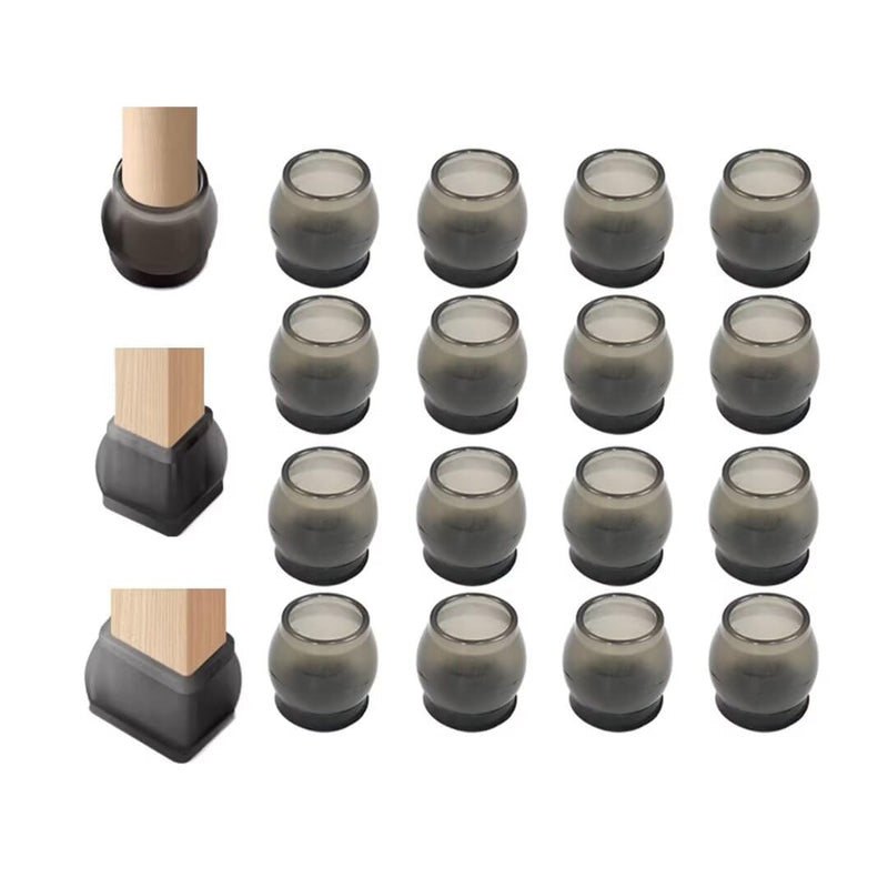 [Australia - AusPower] - 16Pcs Chair Leg Floor Protectors Chair feet Silicone caps Furniture Pads Hardwood Floors Felt Protectors Table feet Covers Non Slip, Anti Scratches, S,Round,Black Round S-Black 