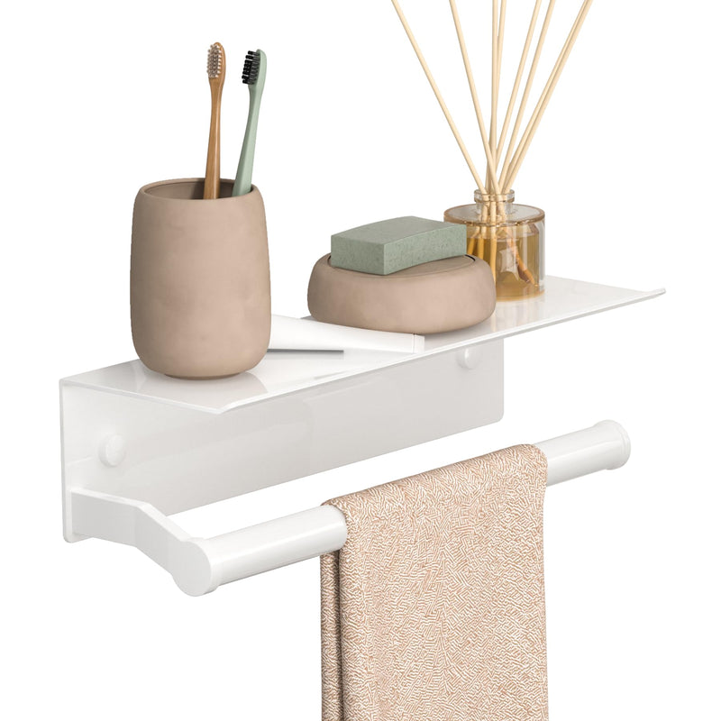 [Australia - AusPower] - Dr.DJ Toilet Paper Holder with Shelf, Paper Towel Holder for Bathroom Organizer & Storage Wall Mount, Tissue Roll Holder, RV Toilet Paper Holder with Adhesive & Screw White White a 