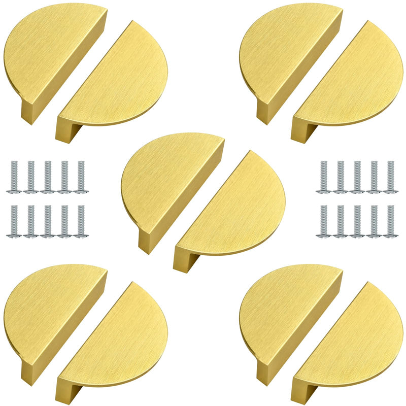 [Australia - AusPower] - Akamino 10 Pcs Gold Half Moon Cabinet Pulls,2 1/2 inch Double-Hole Handles Drawer Pulls with Screws,Zinc Alloy Semicircle Pulls Hardware Drawer Knob for Kitchen Cupboard Drawers Closet Door 