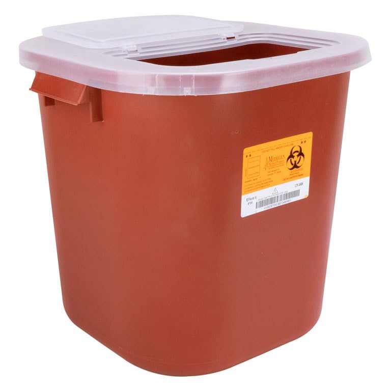 [Australia - AusPower] - Medegen Sharps Container, 3 Gallon, Red/Black, Large Tortuous Path Lid, 12.5in x 13.5in x 6in, Each 