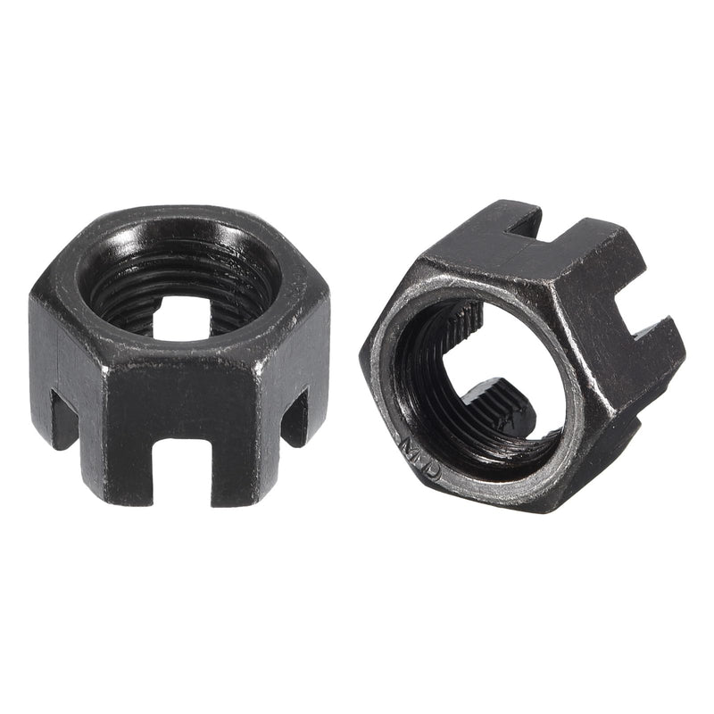 [Australia - AusPower] - Hexagon Slotted Nuts with Fine Thread, M18 x 1.5mm GB58 Carbon Steel Hex Castle Nuts Black - Pack of 5 M18x1.5mm(5pcs) 