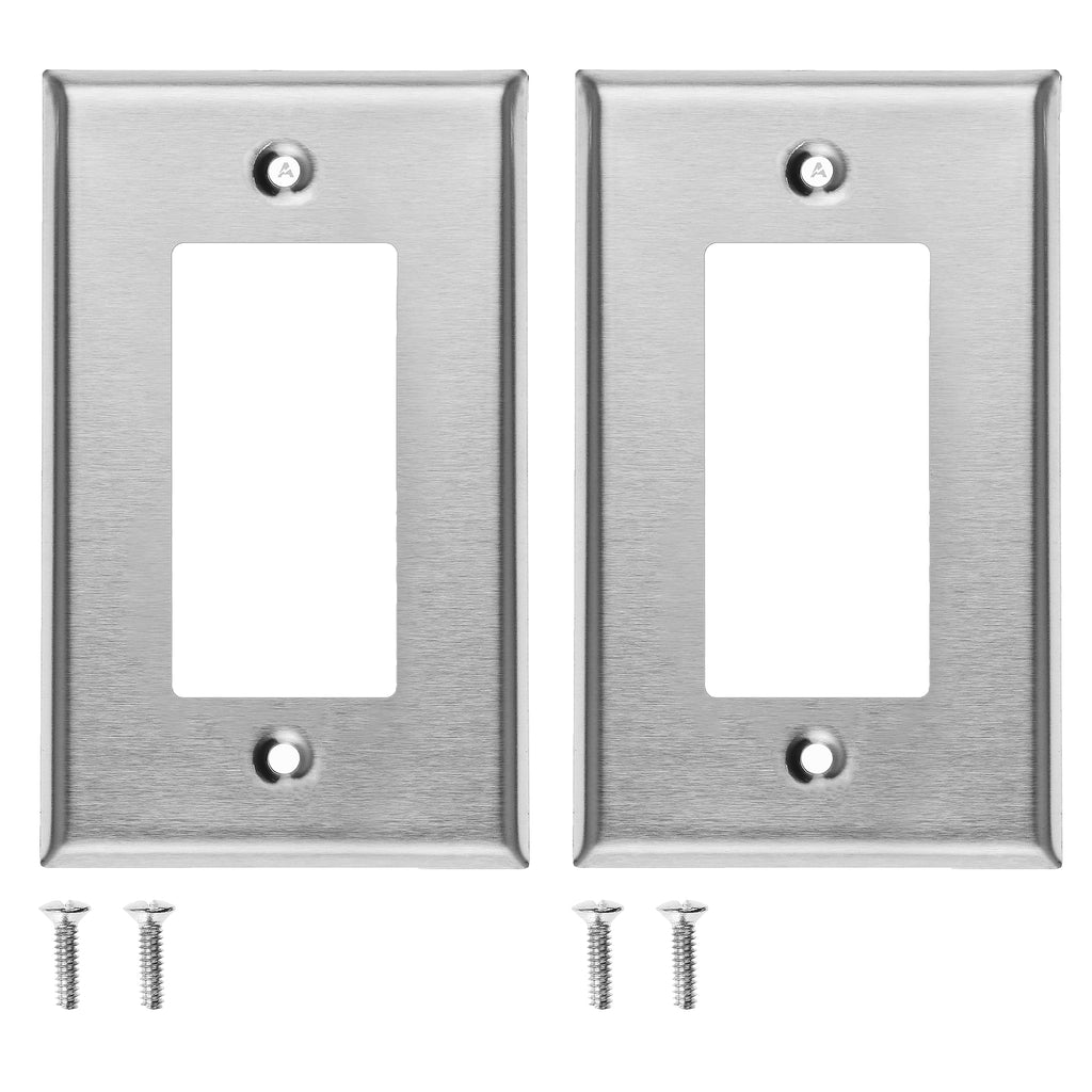 [Australia - AusPower] - (2 PACK) Stainless Steel Outlet Covers for Decora Switches, 1-Gang Standard Size, 4.5'' x 2.76'', Light Switch Cover Plate, Decorative Outlet Covers, Metal Wall Plate Cover, Screws Included 1 Gang 