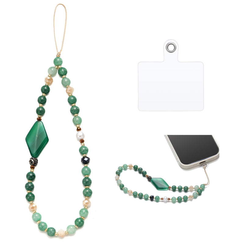 [Australia - AusPower] - S.J JEWELRY Phone Charm Phone Wrist Strap with Tether Tab Beaded Phone Lanyard Phone Wristlet Handmade Semi-Precious Gemstone Phone Chain Green 