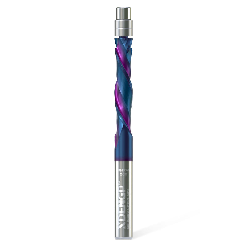 [Australia - AusPower] - XDENGP Compression Spiral Flush Trim Router Bit, 1/4" Shank 1/4" Cutting Diameter 1-1/8" Cutting Length, Up&Down Cut CNC Router Bits with NACO Coated Carbide End Mill for Wood Triming 1/4" Dia - 1-1/8" CL - 1/4" Shank Compression Cut 