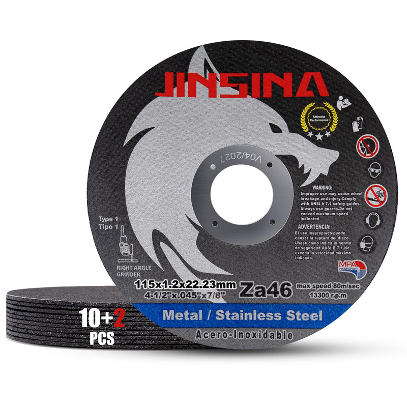 [Australia - AusPower] - Cut Off Wheels 12 PCS, 4 1/2 Inch Metal and Stainless Steel Cutting Wheel, Fast Cutting Disc for Angle Grinder (4-1/2 x .045 x 7/8inch) 10+2pcs 