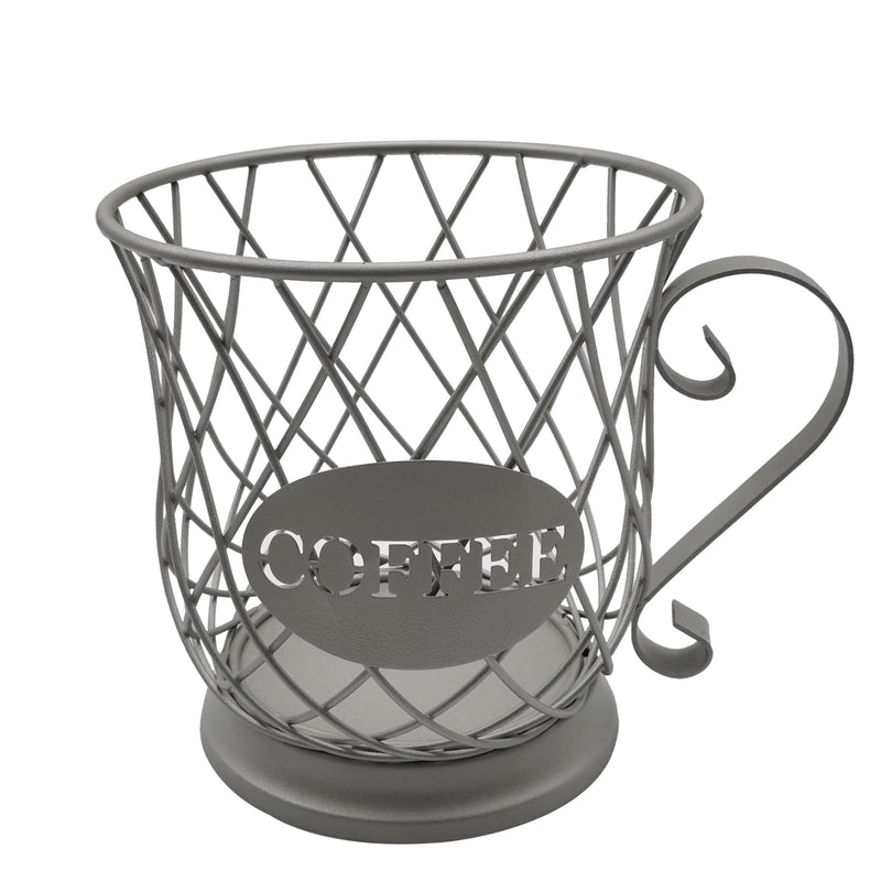 [Australia - AusPower] - MFBJXC Coffee Pods Storage Basket, Coffee Pod Capsule Storage Holder for 35 K Cup Organizer, Coffee Basket Decor for Coffee Bar Countertop-Sliver Sliver 