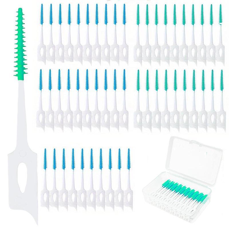 [Australia - AusPower] - 300 Pieces Dual-Use Interdental Brushes Soft Silicone, Disposable Dental Picks,Premium Dental Floss Picks for Effective Teeth Cleaning(200pcs Green+100pcs Blue) 200pcs Green+100pcs Blue 