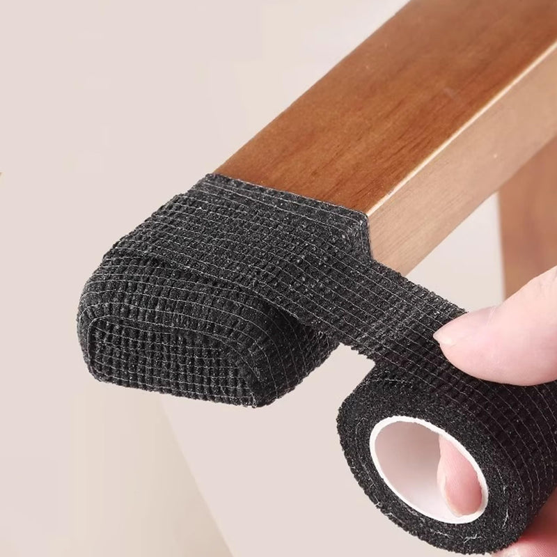 [Australia - AusPower] - Universal Chair Leg Floor Protectors Wraps for Hardwood Floors Fit All Legs Free Wrap Furniture Cups Self Adhesive Chair Leg Strap Caps Covers Reduce Noise Easy Move 135 FT About 30 Cups (Black) Black 