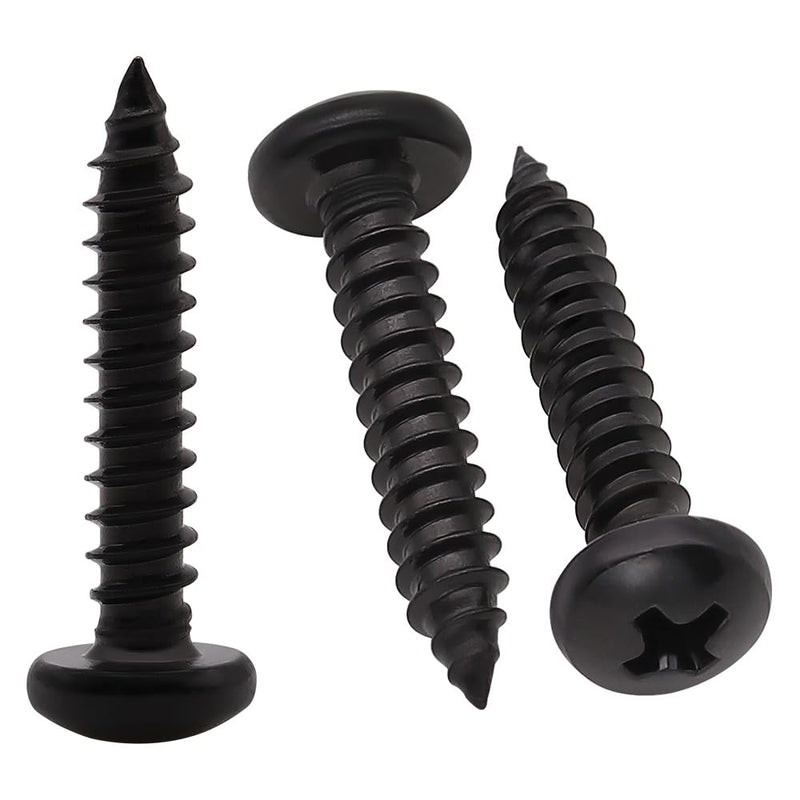 [Australia - AusPower] - #12 x 1/2" (50 Pack) Stainless Steel Phillips Pan Head Wood Screws, Stainless Steel 304 (18-8), Pan Head Sheet Metal Screws Self Tapping Screws, Black Coated #12 x 1/2" 50 
