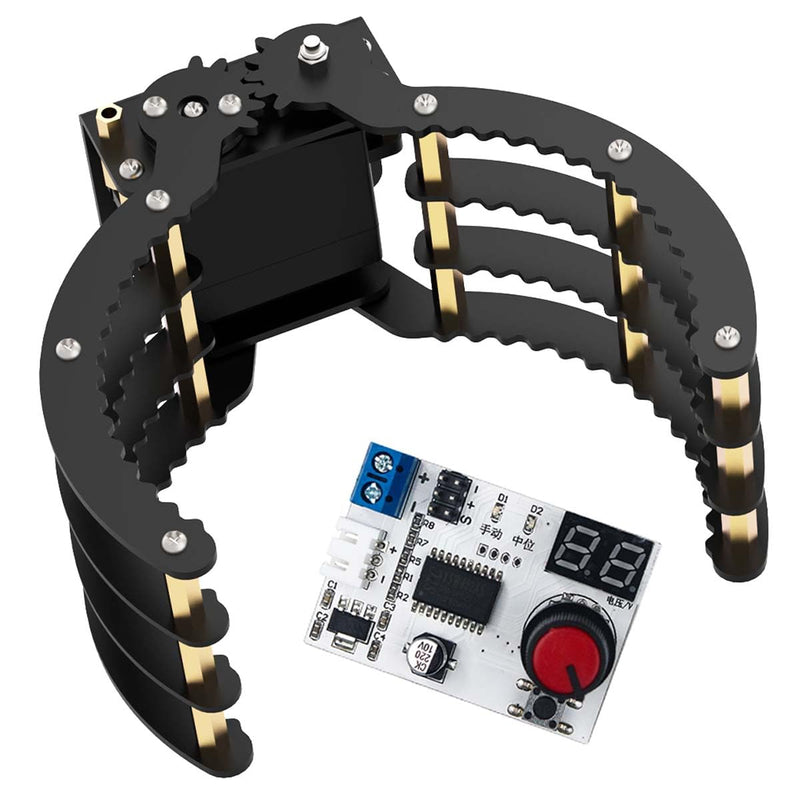 [Australia - AusPower] - Robotic Claw Full Metal Wave Edge Clamp Robot Hand Gripper Grabber, 1LB Max Grab Weight & 0-9in Open Range High Torque Robotic Arm Replace Claw Robot DIY, Mechanical Claw with Servo and Tester with servo & tester 