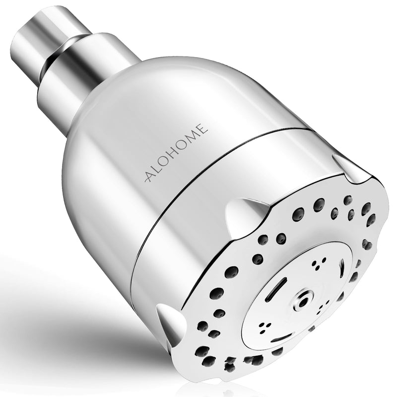 [Australia - AusPower] - High Pressure Shower Head, ALOHOME Rain Shower Head with 6 high flow Spray Settings, 3.6'' Chrome Finished Bathroom Shower Head with Adjustable Brass Ball Joint for Luxury Spa Shower Experience 