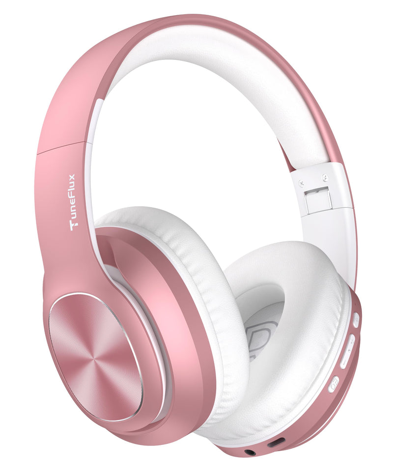 [Australia - AusPower] - Wireless Bluetooth Headphones Over Ear, 80H Playtime, 3EQ Sound Modes, HiFi Stereo Headphones with Deep Bass, Foldable Bluetooth 5.3 Headphones for Smartphone/PC/Computer-Rose Gold Rose Gold 