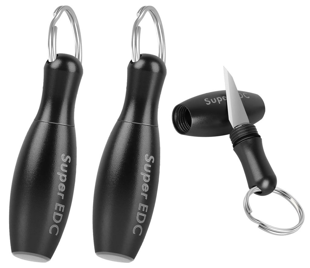 [Australia - AusPower] - Blinture Package Cutter Opener, Box Cutter, Utility Knife Keychain Accessories, Bowling Keychain Knife, Gift for Men&Women Black-2pack 