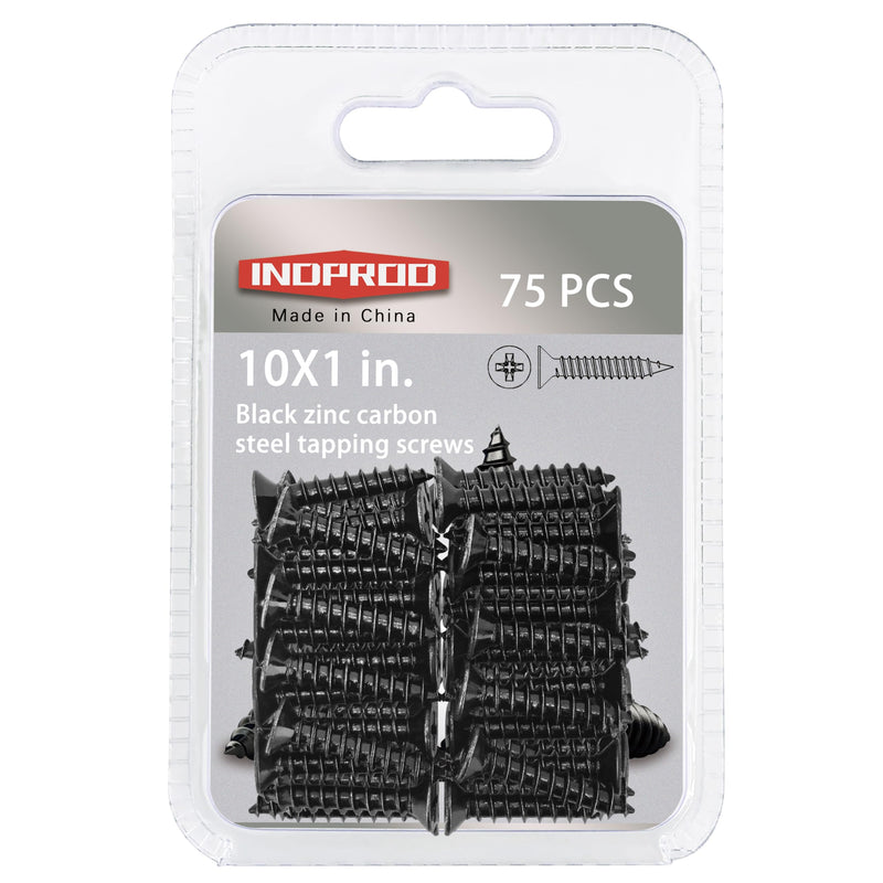 [Australia - AusPower] - #10 X 1" Black Screw,Flat Head Phillips Wood Screw, Electroplating Black Carbon Steel, 10 X 1-Inch, 75Pcs #10 x 1" Black Zinc Plated Screws 