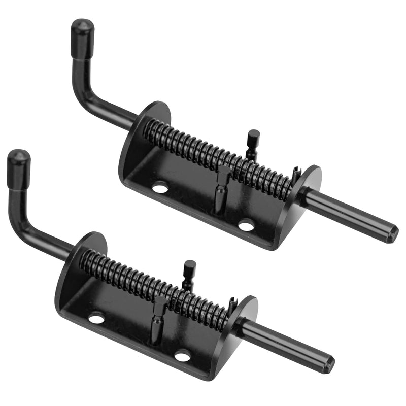[Australia - AusPower] - Quality Life Spring Loaded Gate Latch Pin Barrel Bolt 6in Durable Solid Steel for Shed Doors Wood Metal Gate Black - 2pcs 