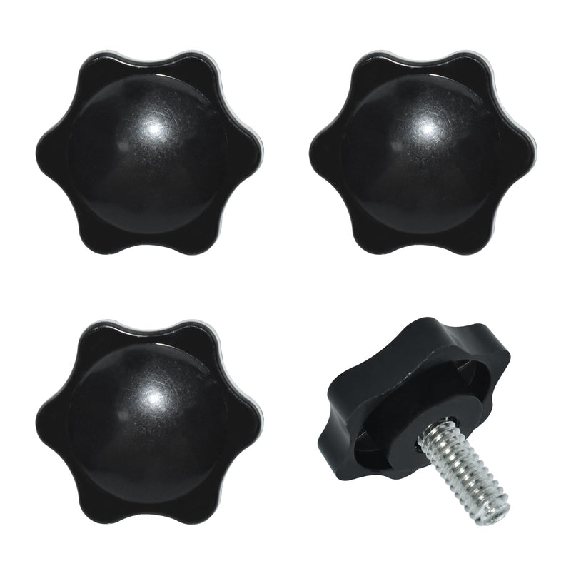 [Australia - AusPower] - 4 Pieces Star Hand Knob, 1/4"-20 x 0.63“ Threaded Post Black Plastic Hex Shaped Clamping Knob Handle 32#1/4*16mm 