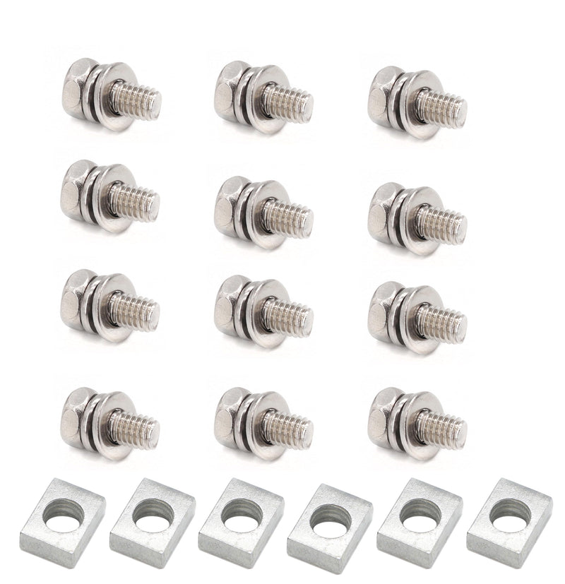 [Australia - AusPower] - 12-Pack M6 x 10mm Motorcycly Battery Terminal Bolts Square Nuts, 304 Stainless Steel M6 x 10mm 12-Pack 