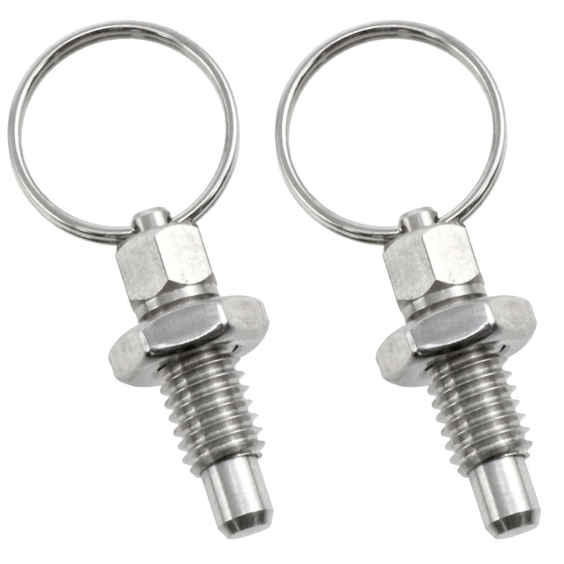 [Australia - AusPower] - Spring Plungers Spring Pins Stainless Steel Spring Handles Non-Locking Short Column Manual Retractable Spring Plungers with Pull Rings 2PCS 