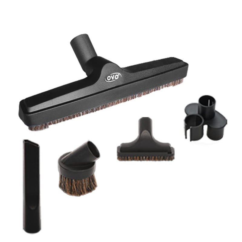 [Australia - AusPower] - OVO 5PCS Universal Vacuum Cleaner Accessories Accessories-12in Floor, Dusting, Crevice, Board Caddy Tool, Upholstery Brush, 1 1/4 inch (32mm) Inner Diameter, Fits All, Black 