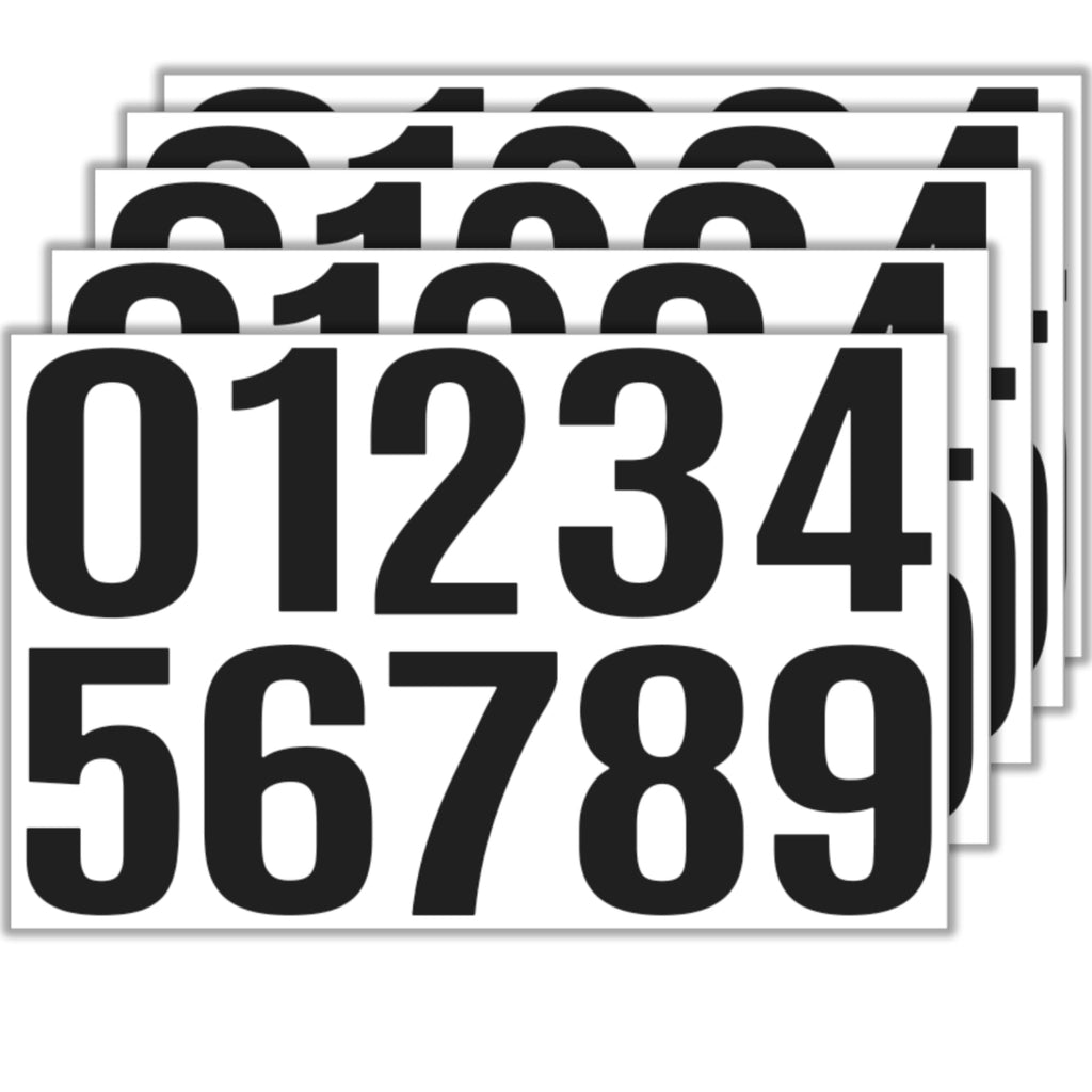 [Australia - AusPower] - 5 Sheets Mailbox Number stickers 4 Inch Waterproof Vinyl Large Decals Self Adhesive House numbers for Signs Cars Doors Business Address number (Black) Black 