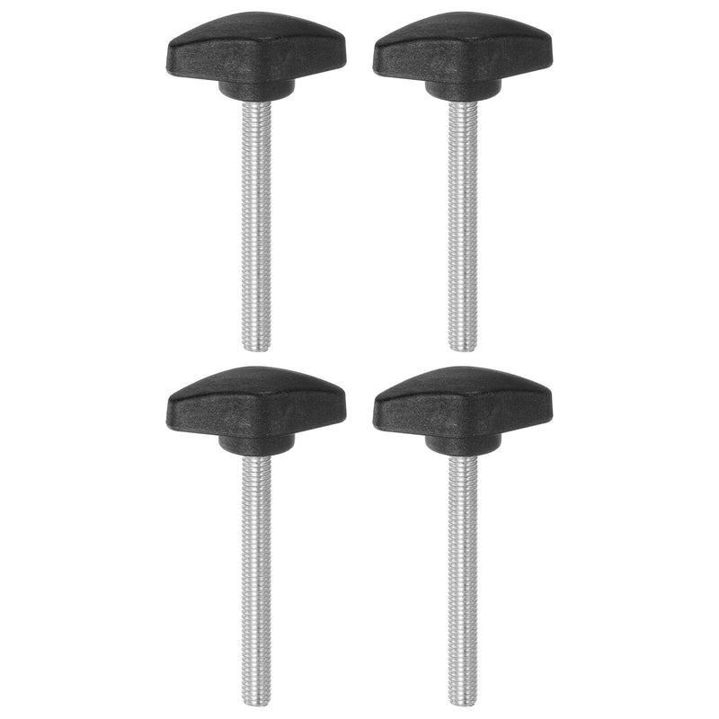 [Australia - AusPower] - 4pcs Tee Wing Knobs Thumb Screws M6 x 60mm Standard Male Thread Plastic T Knobs Handles Hand Clamping Knobs Grip Thumbscrew, Black 