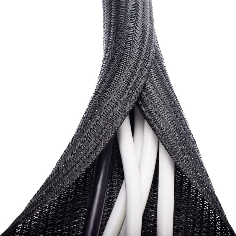 [Australia - AusPower] - ZhiYo 5ft - 1/2 inch Cable Sleeve, Cord Wrap Wire Protector Tubing for Pets, PC Cable Wrap, Computer Cable Management Sleeve - Black 5ft, 1/2'' 