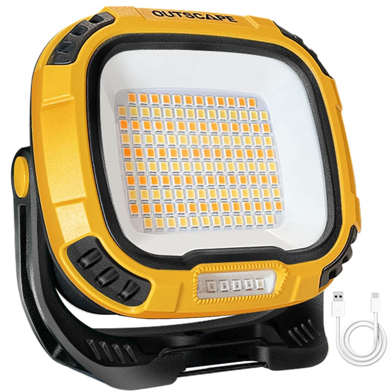 [Australia - AusPower] - OUTSCAPE Portable LED Work Light Rechargeable LED Work Light with Magnetic Base for Outdoor, Job Site Lighting, Machine Repair, Camping 