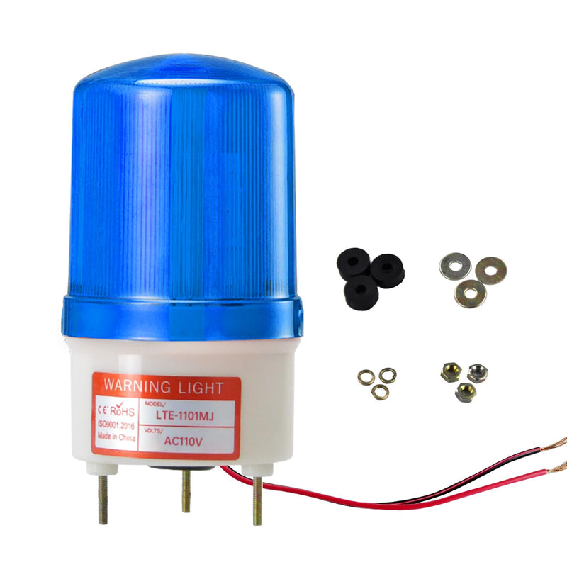 [Australia - AusPower] - Rotating Strobe Light for Trucks AC110V-120V Blue Beacon Flashing Alarm Light with 90dB Loud Buzzer Emergency Security Lights for Vehicles 