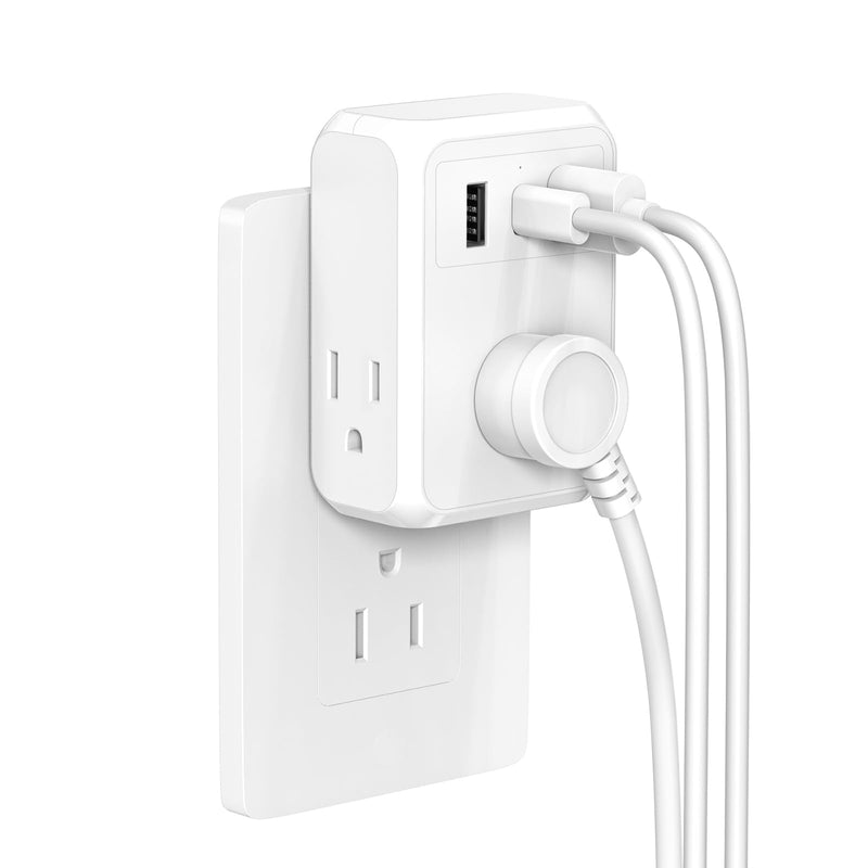[Australia - AusPower] - Multi Plug Outlet Extender with USB, HICITY USB Wall Charger Multiple Outlet with 3 AC Outlet, 2 USB A&1 USB C Ports, Outlet Splitter Plug Expander for Cruise Ship Home Office Dorm Room 