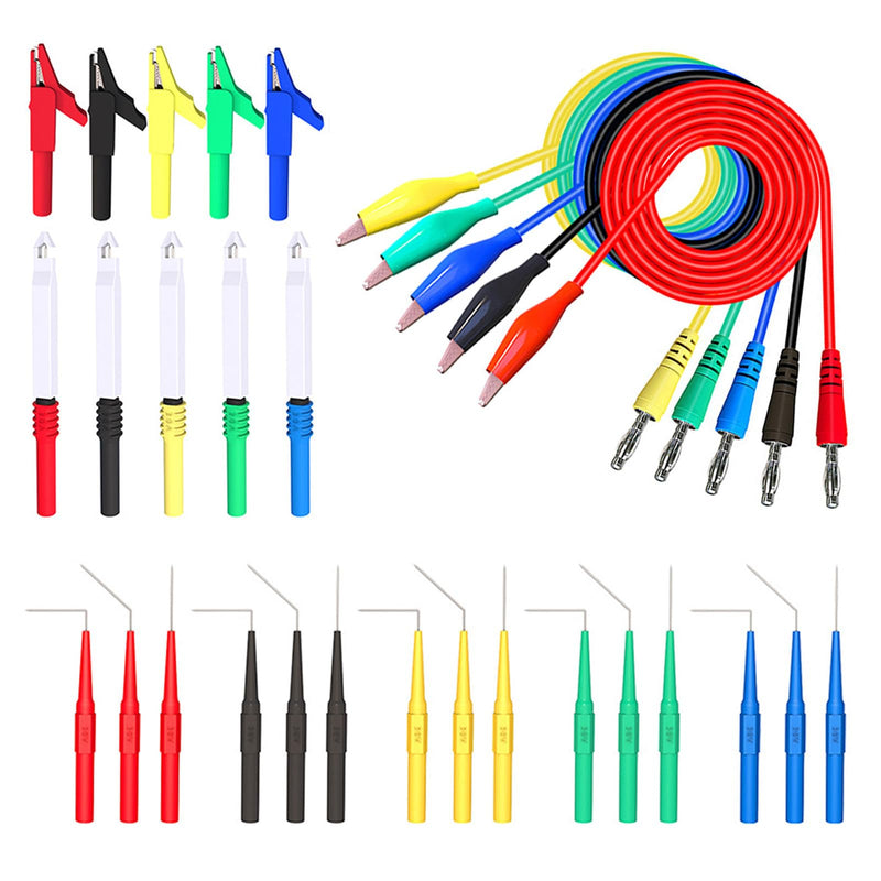 Back Probe kit 30pcs, Copper Alligator Clips to Banana Plug Test Lead, Automotive Test Lead Kits for Automotive Repair and Diagnostic Circuit Testing Blue