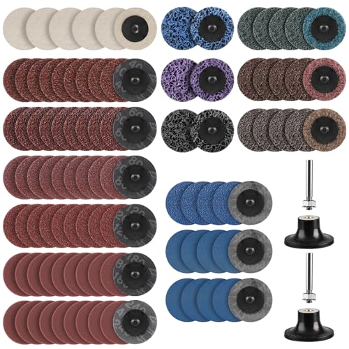 104 Pieces Sanding Tool Set, 2 Inch (2 in / 50 mm) CSD Discs, Nylon Fabric Discs for Grinding, Polishing, Descaling, for Metal, Steel, Stainless Steel 2 Zoll