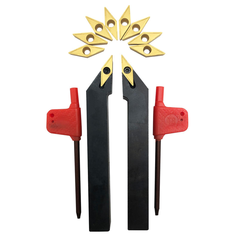 [Australia - AusPower] - 2pcs 1/2" Indexable Metal Lather Turning Tool Holder Boring Bars with VCMT110304/VCMT32.51 Carbide Turning Inserts,VCMT Insert Mutilayer Coated CNC Lathe Replacement Cutters Inserts 