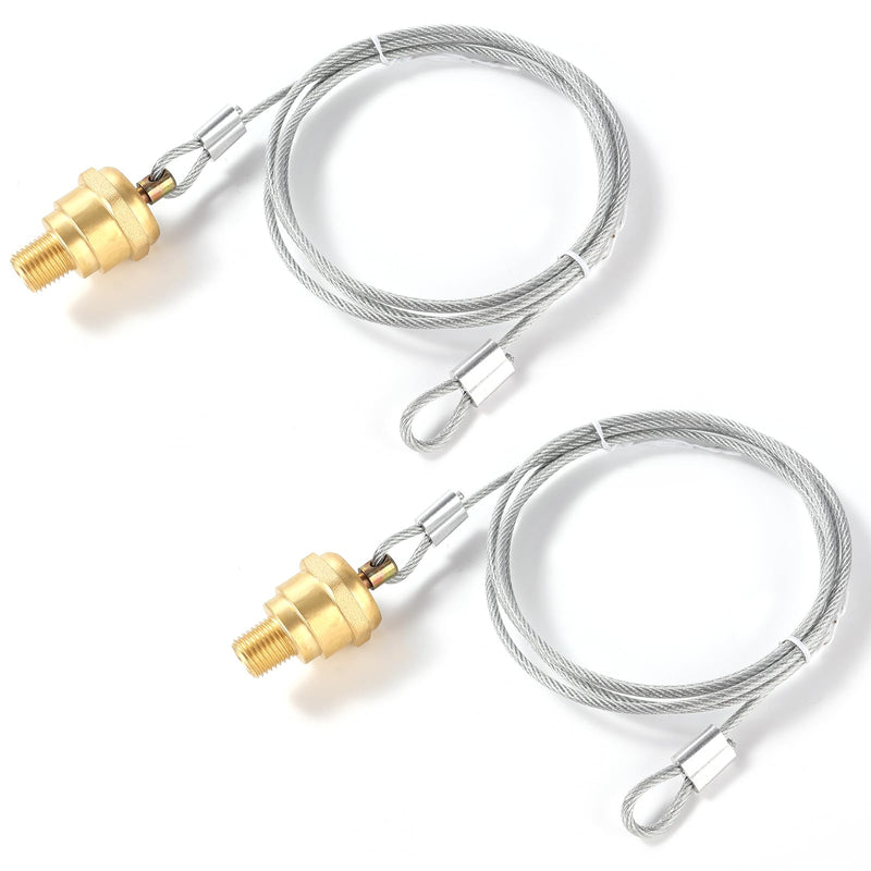 [Australia - AusPower] - 2PCS Air Tank Drain Valve Plug Fitting 1/4" NPT with 60" Cable, Air Compressor Drain Valve Cable For Semi Trucks 