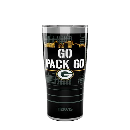 Tervis Traveler NFL Green Bay Packers - Go Pack Go Slogan Triple Insulated Tumbler Travel Cup Keeps Drinks Cold & Hot, 20oz, Stainless Steel