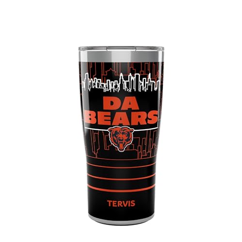 Tervis Traveler NFL Chicago Bears - Da Bears Slogan Triple Walled Insulated Tumbler Travel Cup Keeps Drinks Cold & Hot, 20oz, Stainless Steel Multicolor