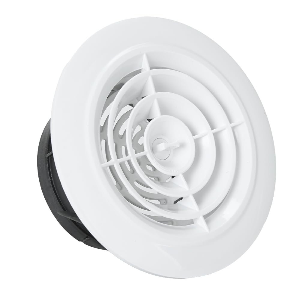 [Australia - AusPower] - 6 Inch Round Air Vent, ABS Adjustable Soffit Vent, White Grille Cover Exhaust Vent Fit for Bathroom Office Kitchen Ventilation 6 Inch 