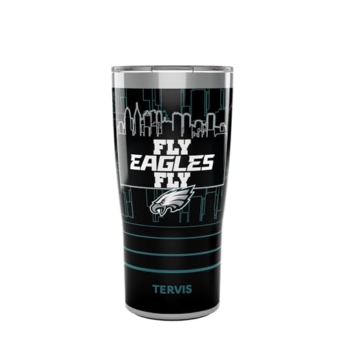 Tervis Traveler NFL Philadelphia Eagles - Fly Eagles Fly Slogan Triple Walled Insulated Tumbler Travel Cup Keeps Drinks Cold & Hot, 20oz, Stainless Steel