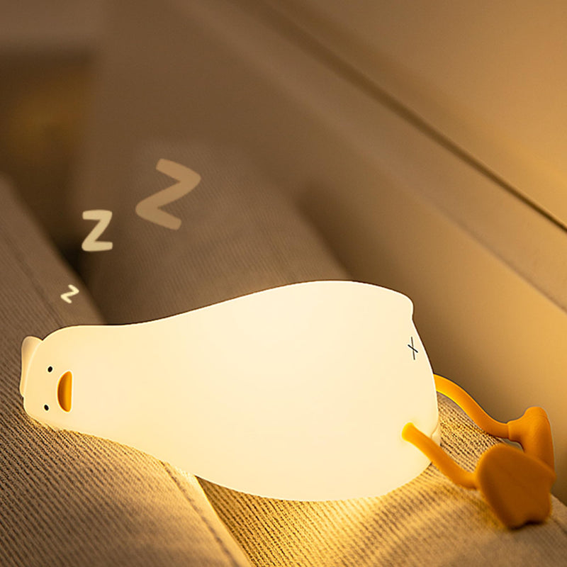[Australia - AusPower] - BemeedLigt Lying Flat Duck Night Light, Cute Silicone Duck Lamp, LED Nursery Nightlight, Dimmable Bedside Touch Lamp, Rechargeable Light Up Duck for Breastfeeding Toddler White 