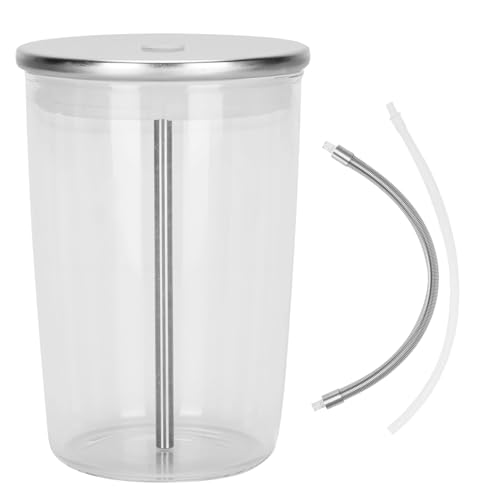 16.9 oz Glass Milk Container for Jura & Stainless Steel Milk Pipe Casing with HP3 Adapter, Compatible with Jura Coffee Machine Models: Z8, Z6, J6, S8, S80, E8, GIGA X8G2/ X3G2, X8, X10, WE8 Container+Casing