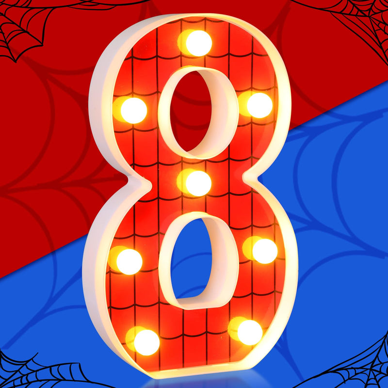 [Australia - AusPower] - VIHOSE Spider LED Number Lights Spider Birthday Decoration Spider Light up Numbers Kids Boy Man Spider Birthday Party Supplies Marquee Night Light for Christmas Gift Birthday Baby Shower(Number 8) Number 8 
