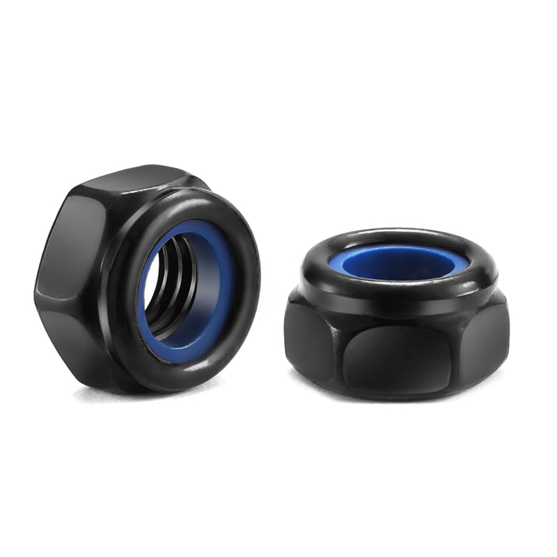 M10 x 1.5mm Nylon Insert Hex Lock Nuts 100Pcs 304 Stainless Steel Locknuts, Hex Drive, Black Oxide by SG TZH M10 100